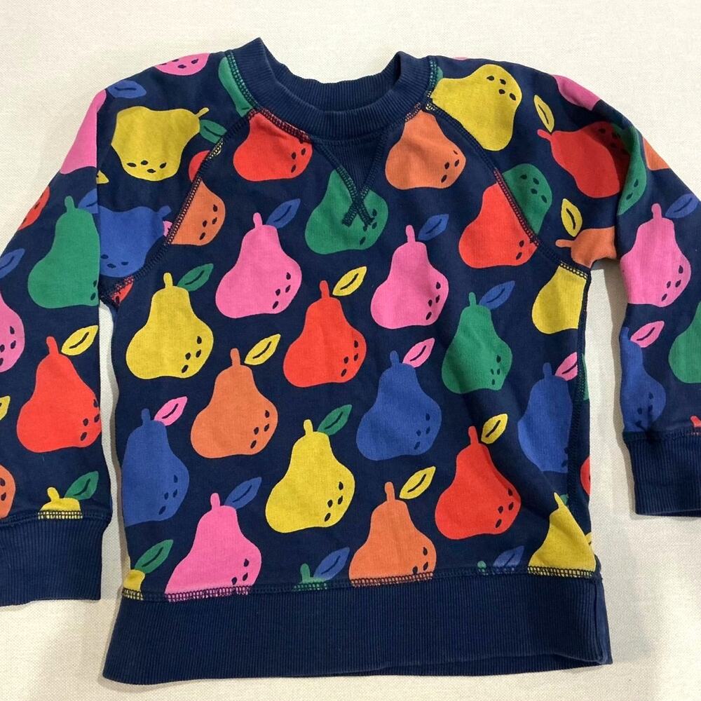 Hanna Andersson Kids Pears French Terry Pullover Navy Blue 110cm US Size 5